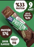 Trio Çikolata Kaplamalı Protein Bar - Antep Fıstıklı ve Sütlü Çikolatalı, %33 Protein, 50 g x 9 Adet